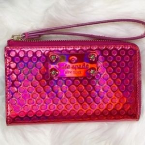 Kate spade metallic pink wristlet wallet